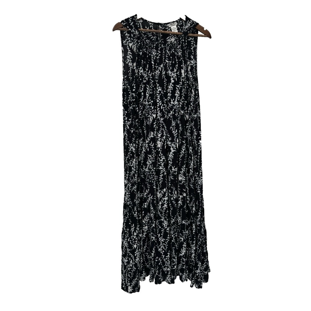 JBS LTD Black Floral Maxi Dress Pleated Dark Romantic VTG 2X cottagecore Boho